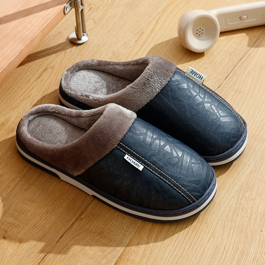 Faux Leather Cotton Slippers