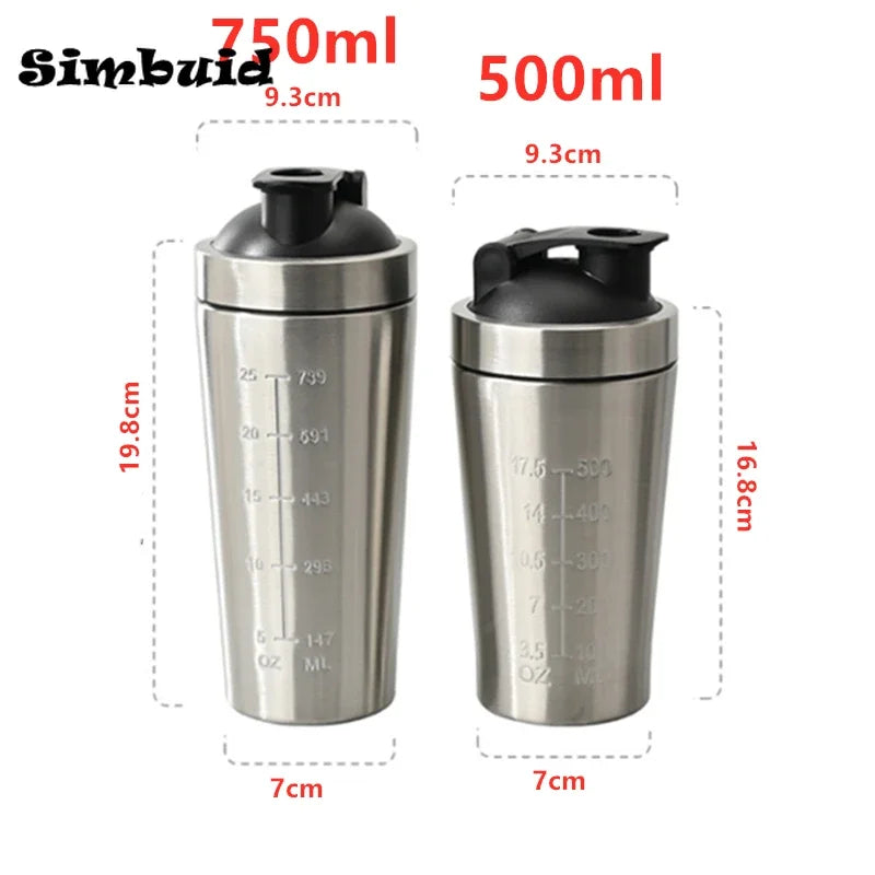 Stainless Steel Protein Powder Shaker Bottle