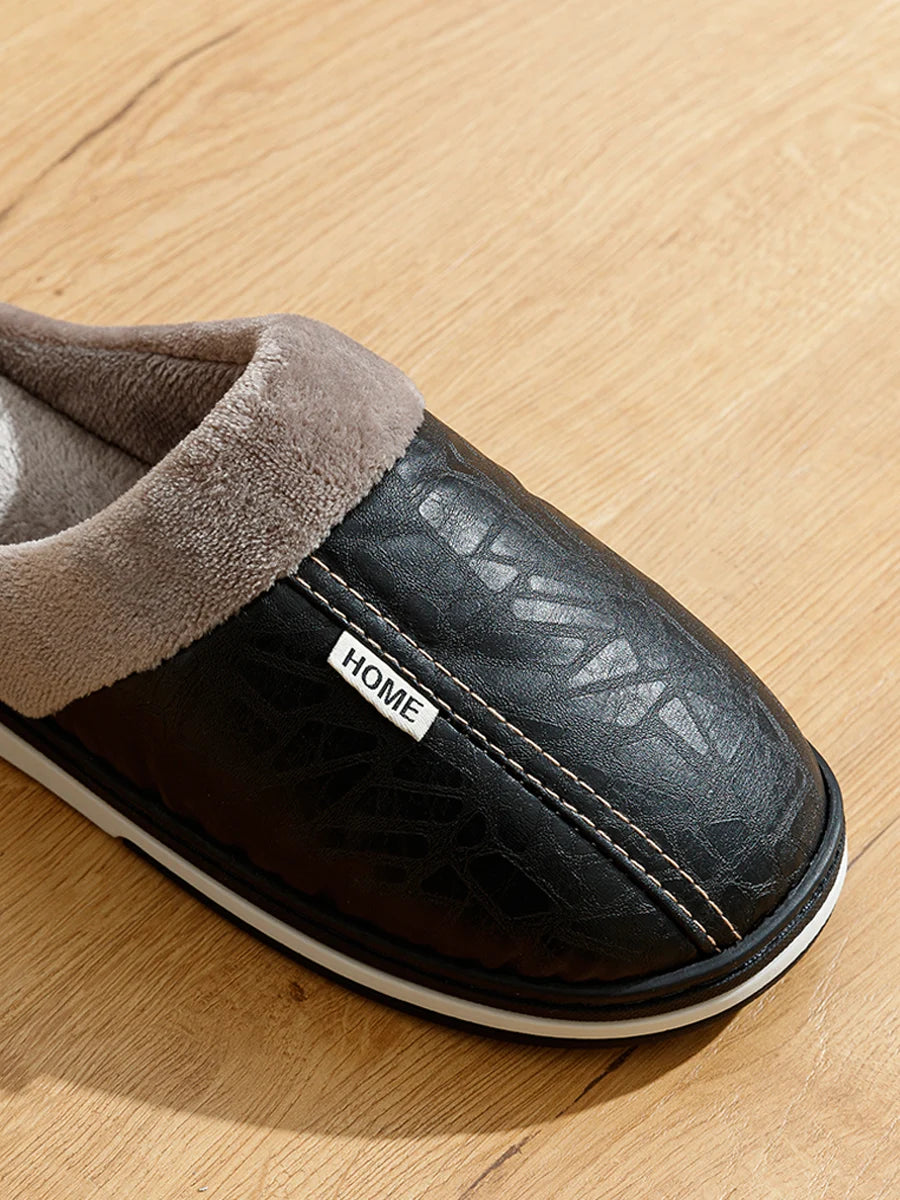 Faux Leather Cotton Slippers