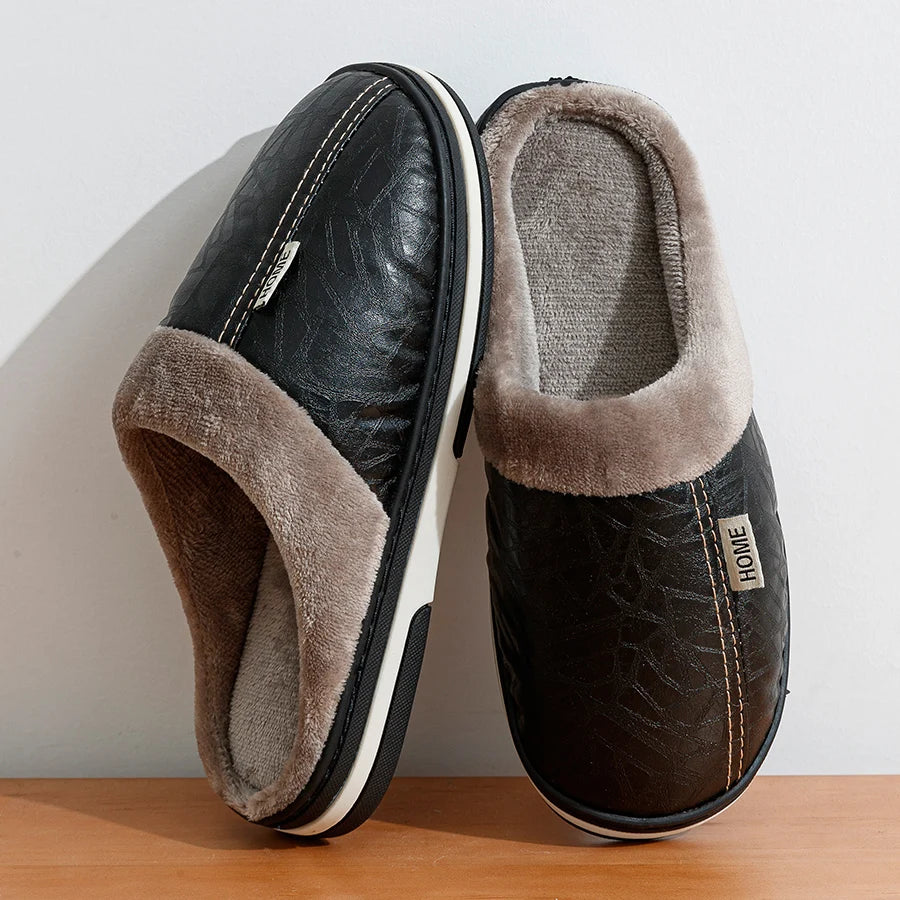 Faux Leather Cotton Slippers