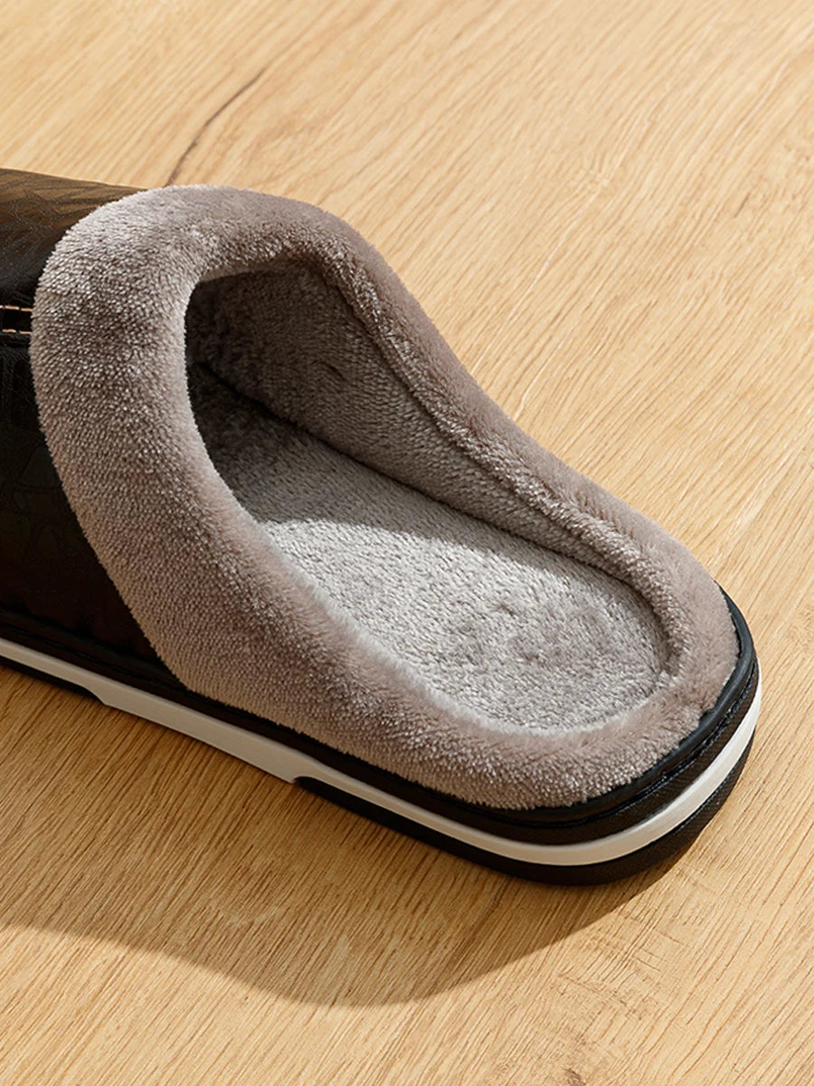 Faux Leather Cotton Slippers