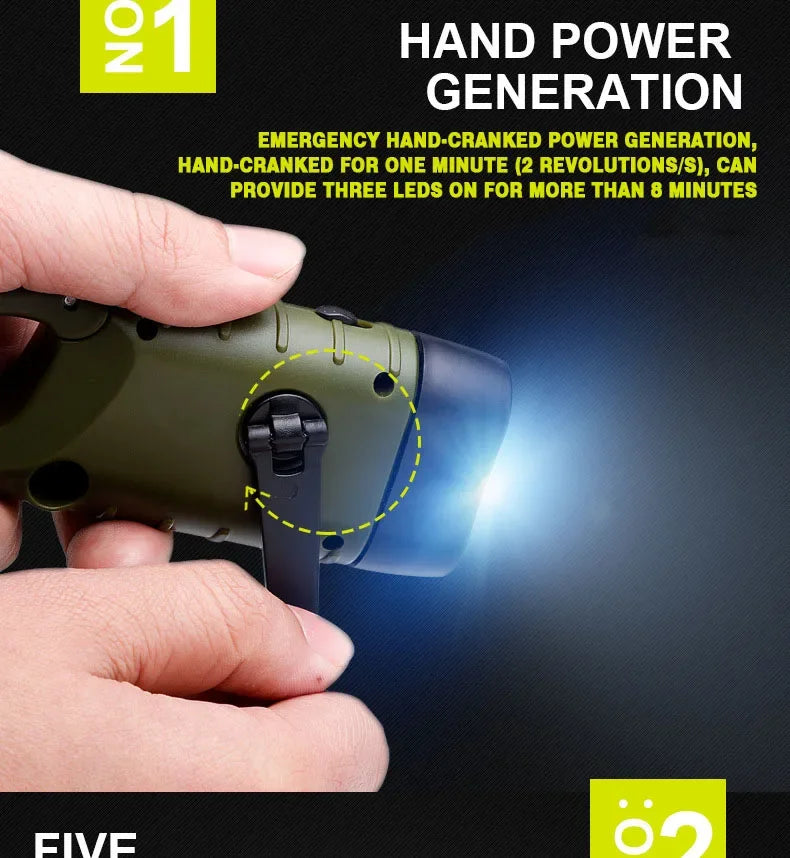 Waterproof Portable Solar LED Flashlight