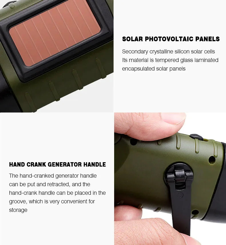 Waterproof Portable Solar LED Flashlight