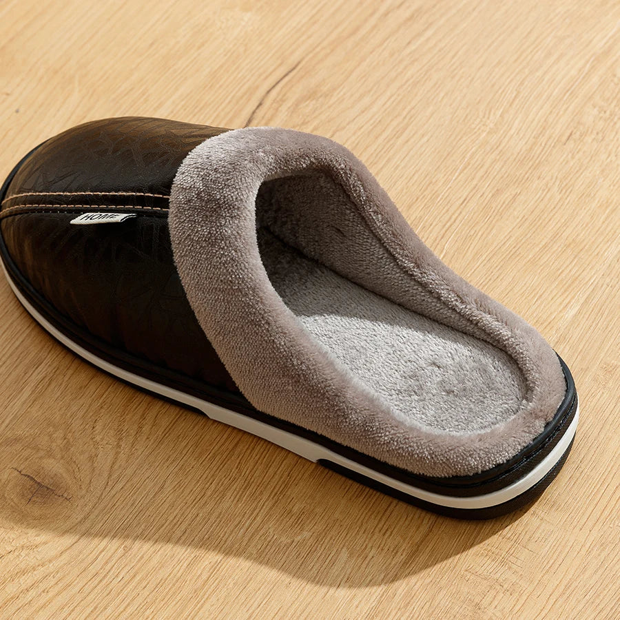 Faux Leather Cotton Slippers