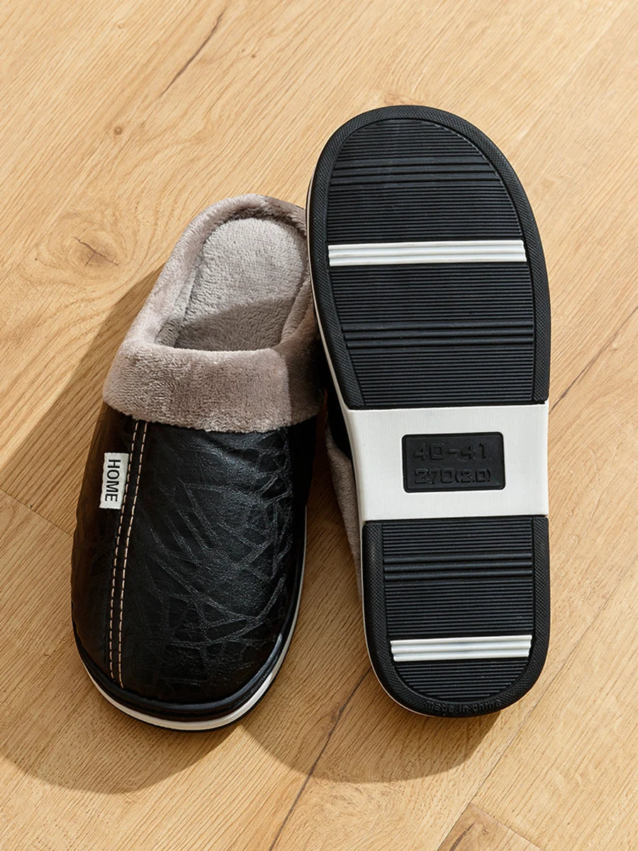 Faux Leather Cotton Slippers